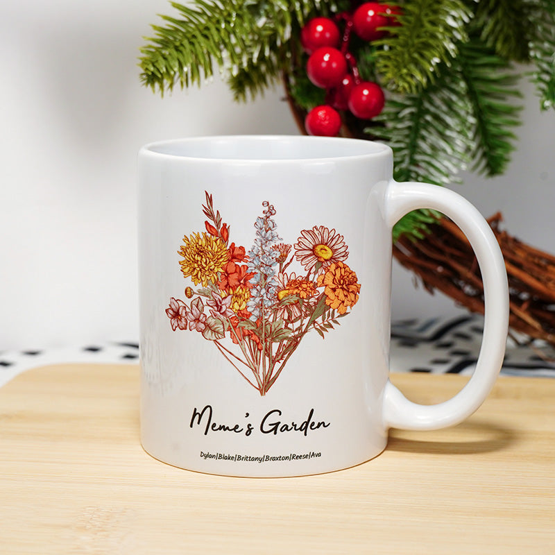 Birth Flower Family Bouquet Custom mug