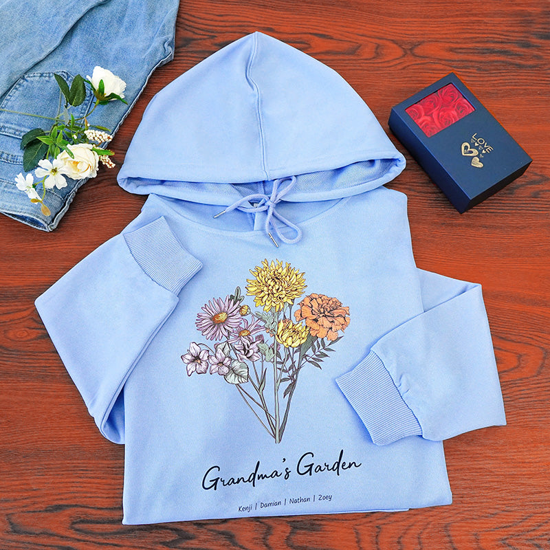 Birth Flower Family Bouquet Custom Hoodie/Crewneck/T-shirt (AI Processed)