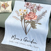 Birth Flower Family Bouquet Customized Blanket