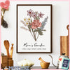 Birth Flower Family Bouquet Personalized Names Frame