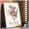 Birth Flower Family Bouquet Personalized Names Frame