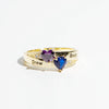 Custom Engarving Heart Birthstone Flower Ring