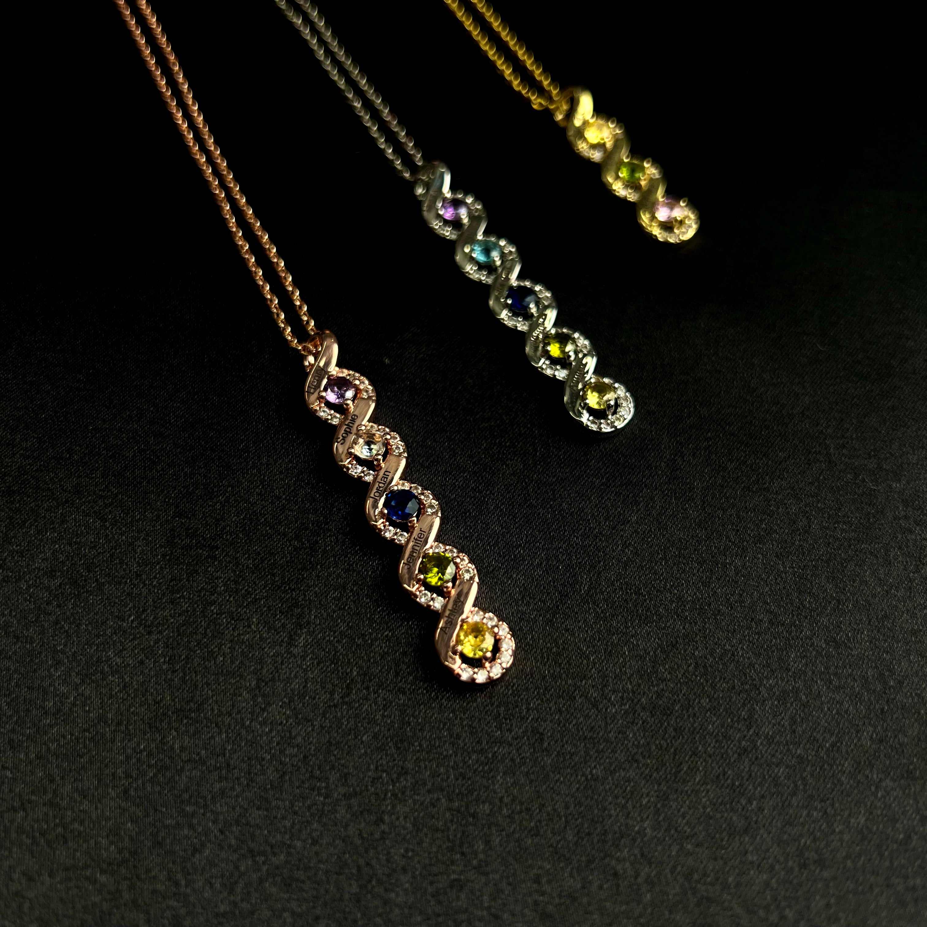 Custom Mother Rings Necklace with Birthstones