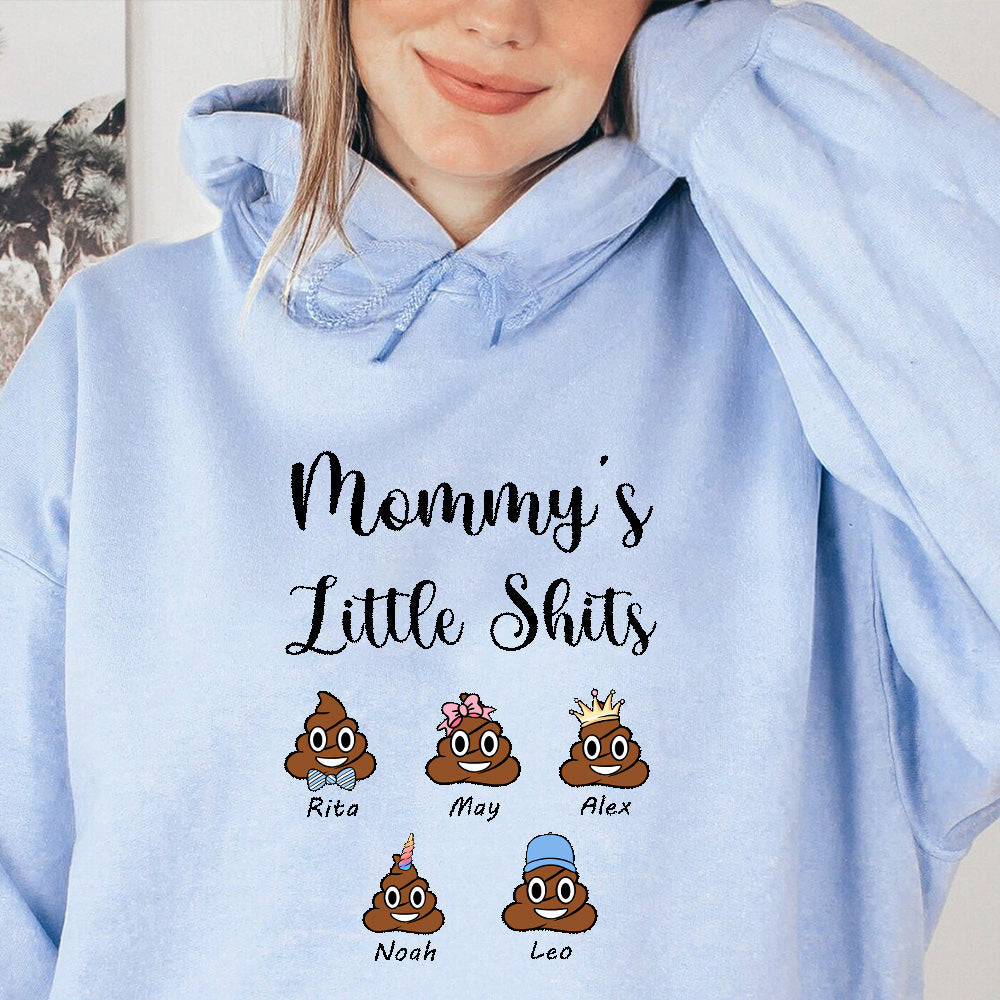 Mummy's Little Shits Custom T-Shirt Kapuzenpullover mit Rundhalsausschnitt zum Muttertag 