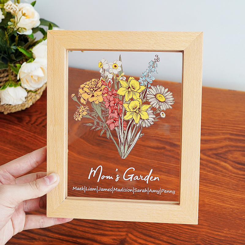 Birth Flower Family Bouquet Personalized Names Light