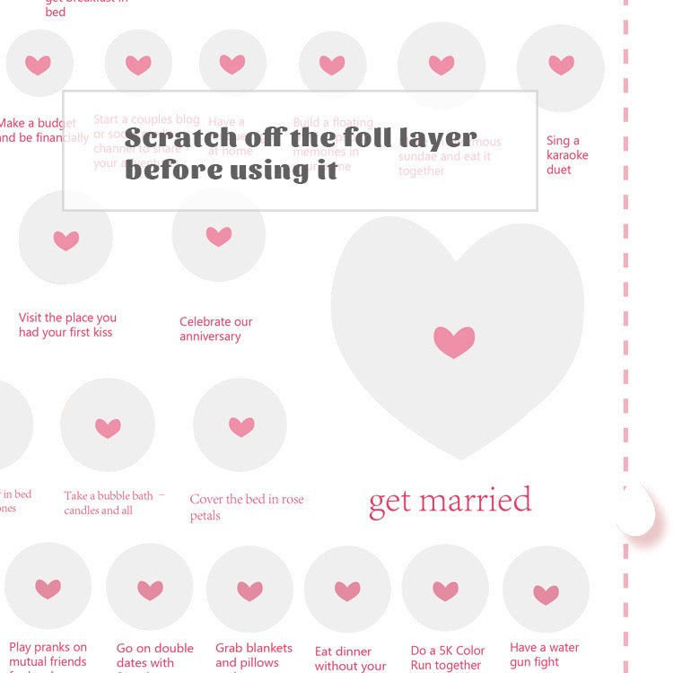 100 Things to do with lovers Scratch Off Bucket List Poster