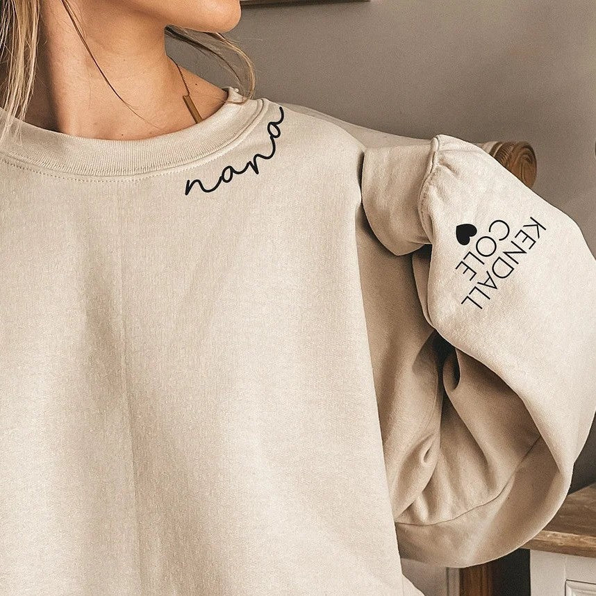 Custom Mama Sweatshirt with Children Name on Sleeve