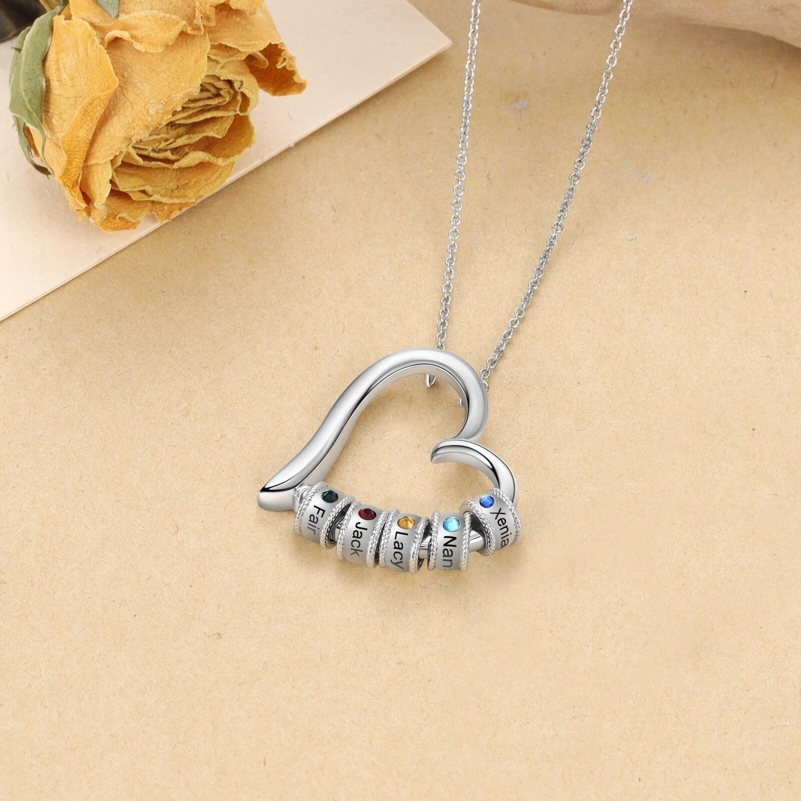 Custom Family Heart Pendant Necklace