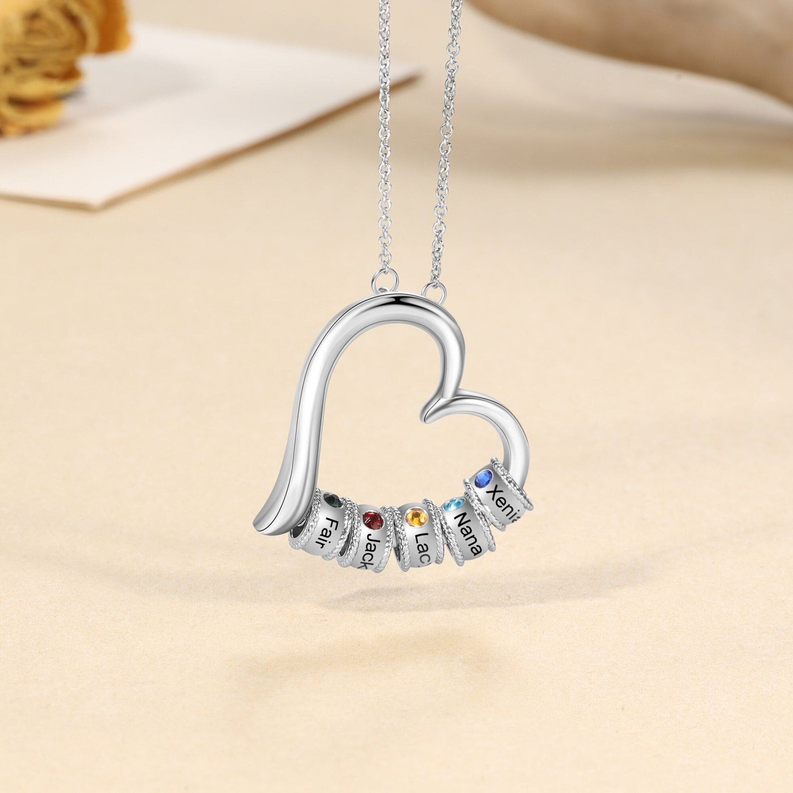 Custom Family Heart Pendant Necklace