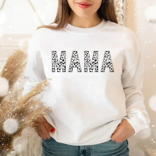 Leopard Print Mama Sweatshirt,Gifts for Mom