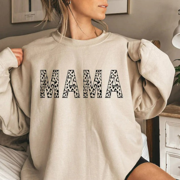 Leopard Print Mama Sweatshirt,Gifts for Mom