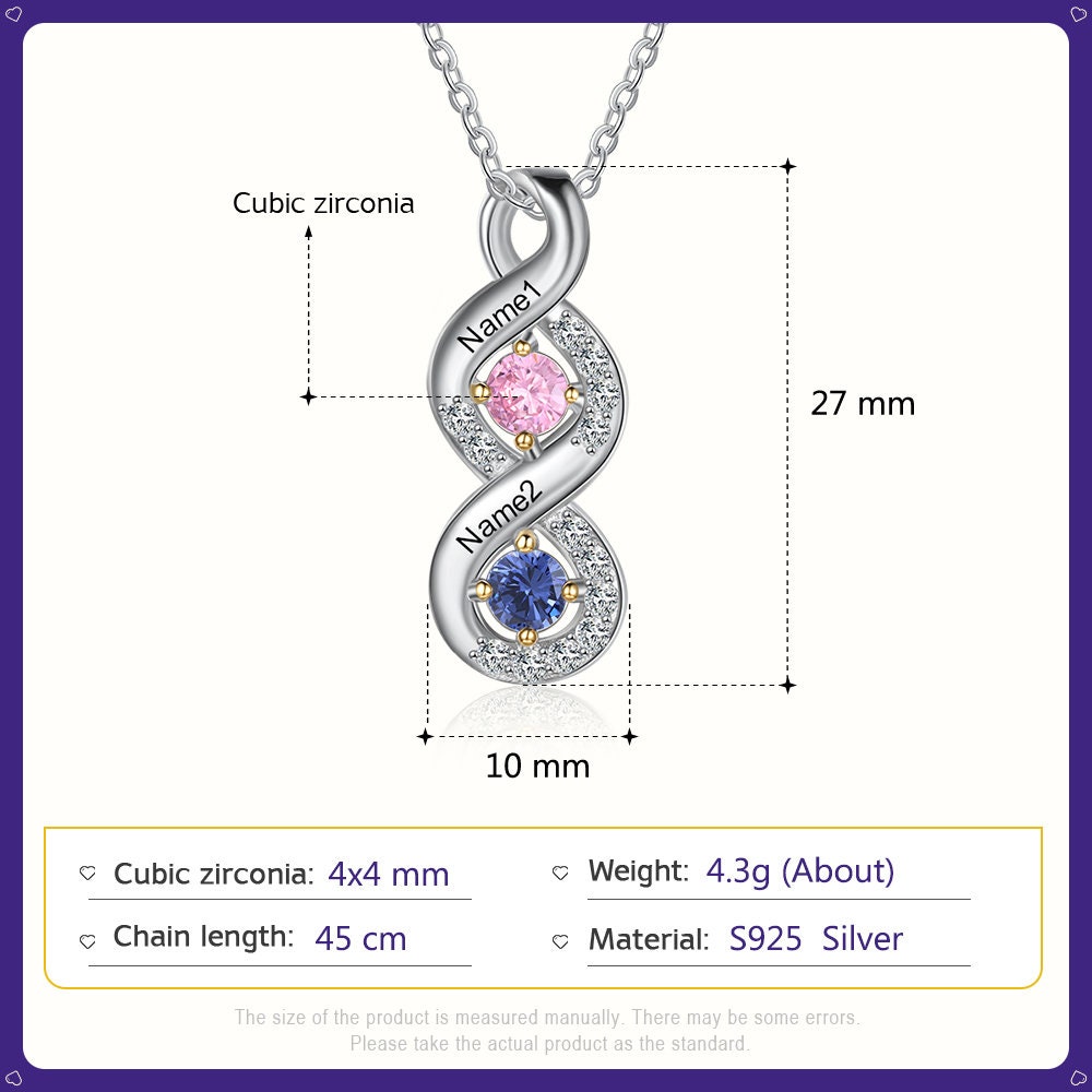 Custom Mother Rings Necklace with Birthstones