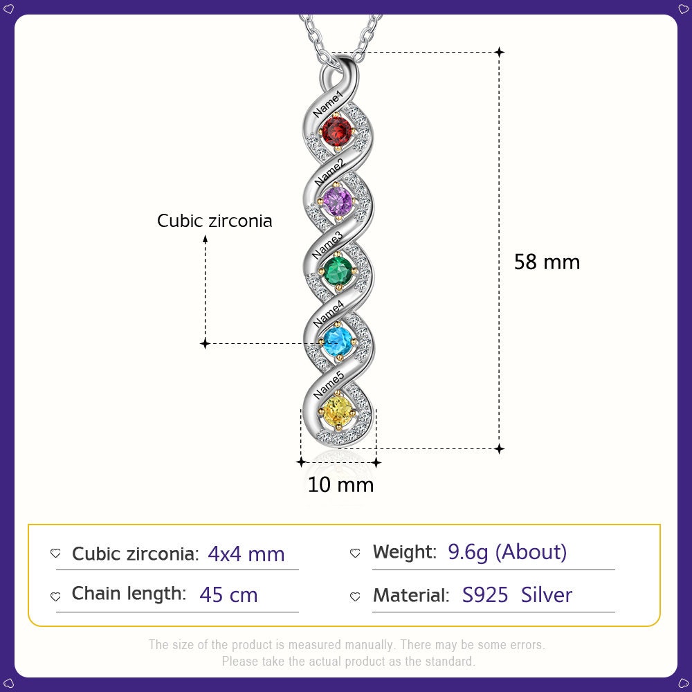 Custom Mother Rings Necklace with Birthstones