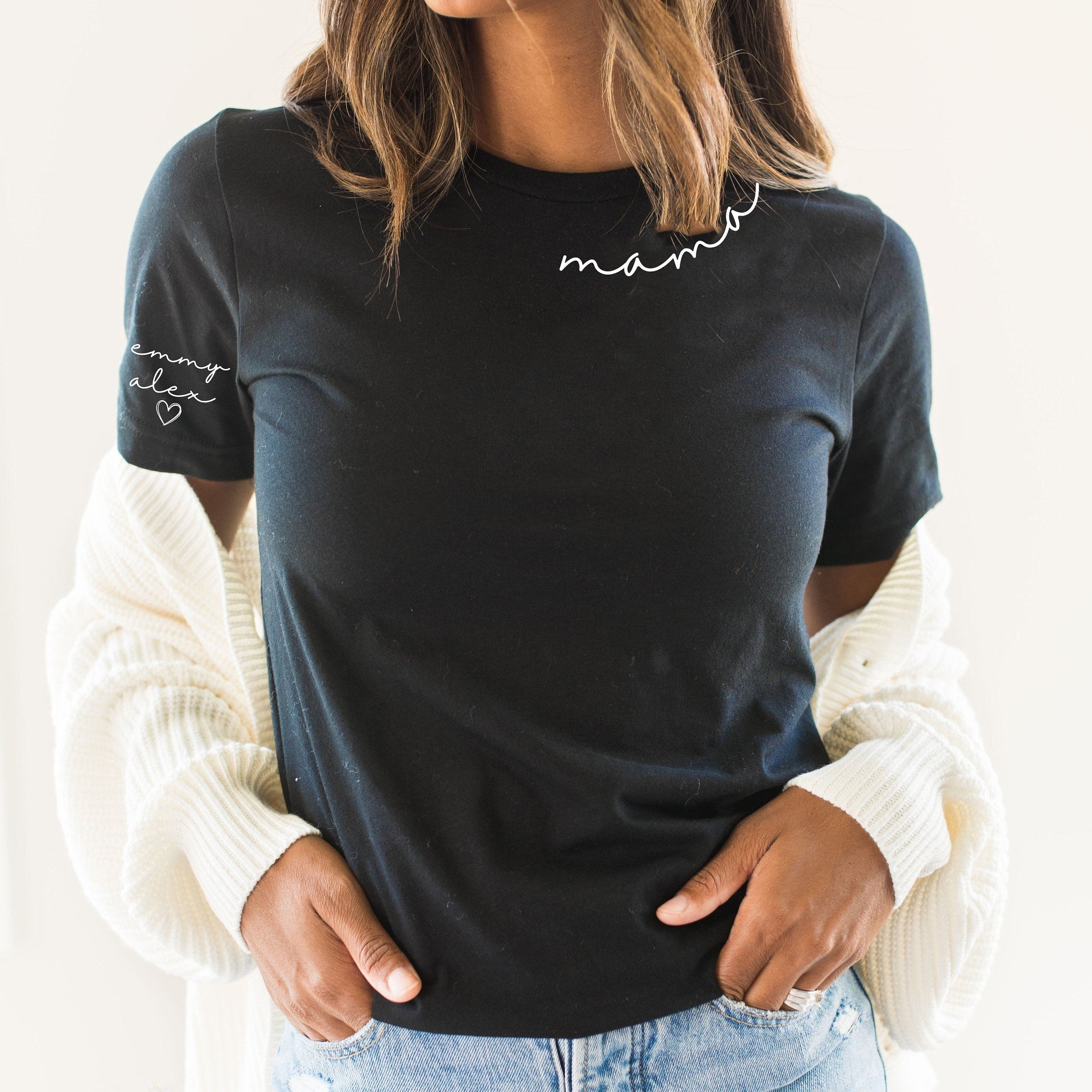 Custom Mama Sweatshirt with Children Name on Sleeve