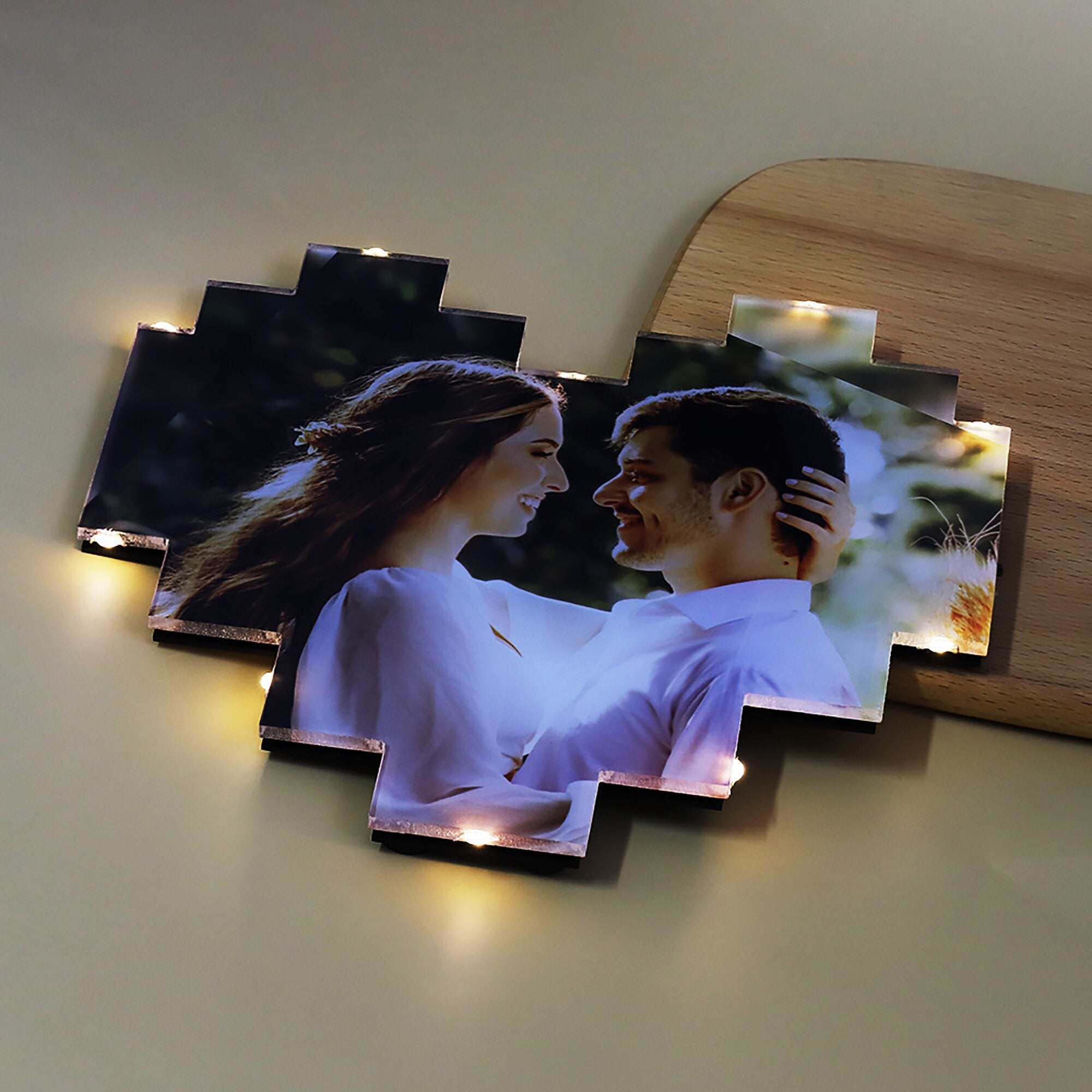 Custom Heart Shape Photo Collage Lamp with Photos